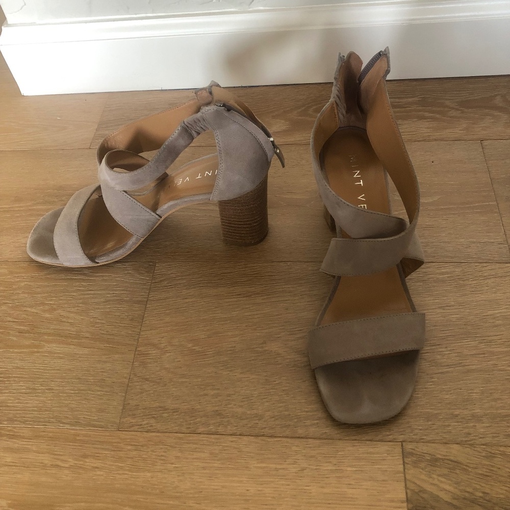 Grey suede sandals